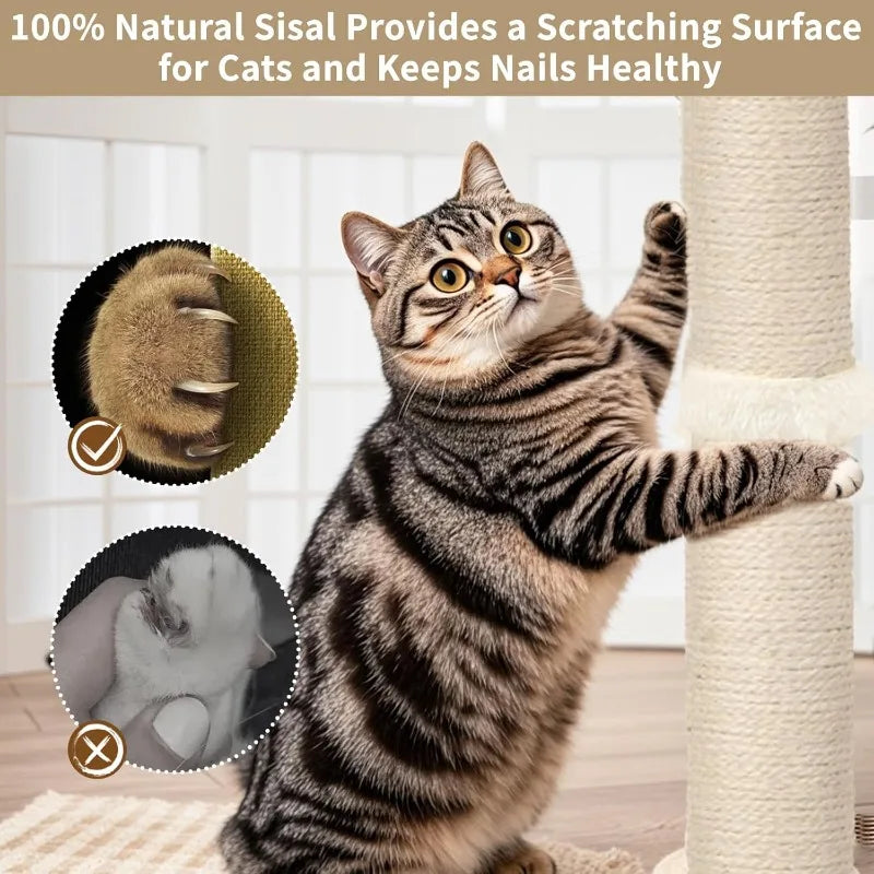 Interactive Cat Furniture Toy – Wall or Floor Mounted Scratcher Tree Tower with Hanging Toys & Ball Track for Adult Indoor Cats