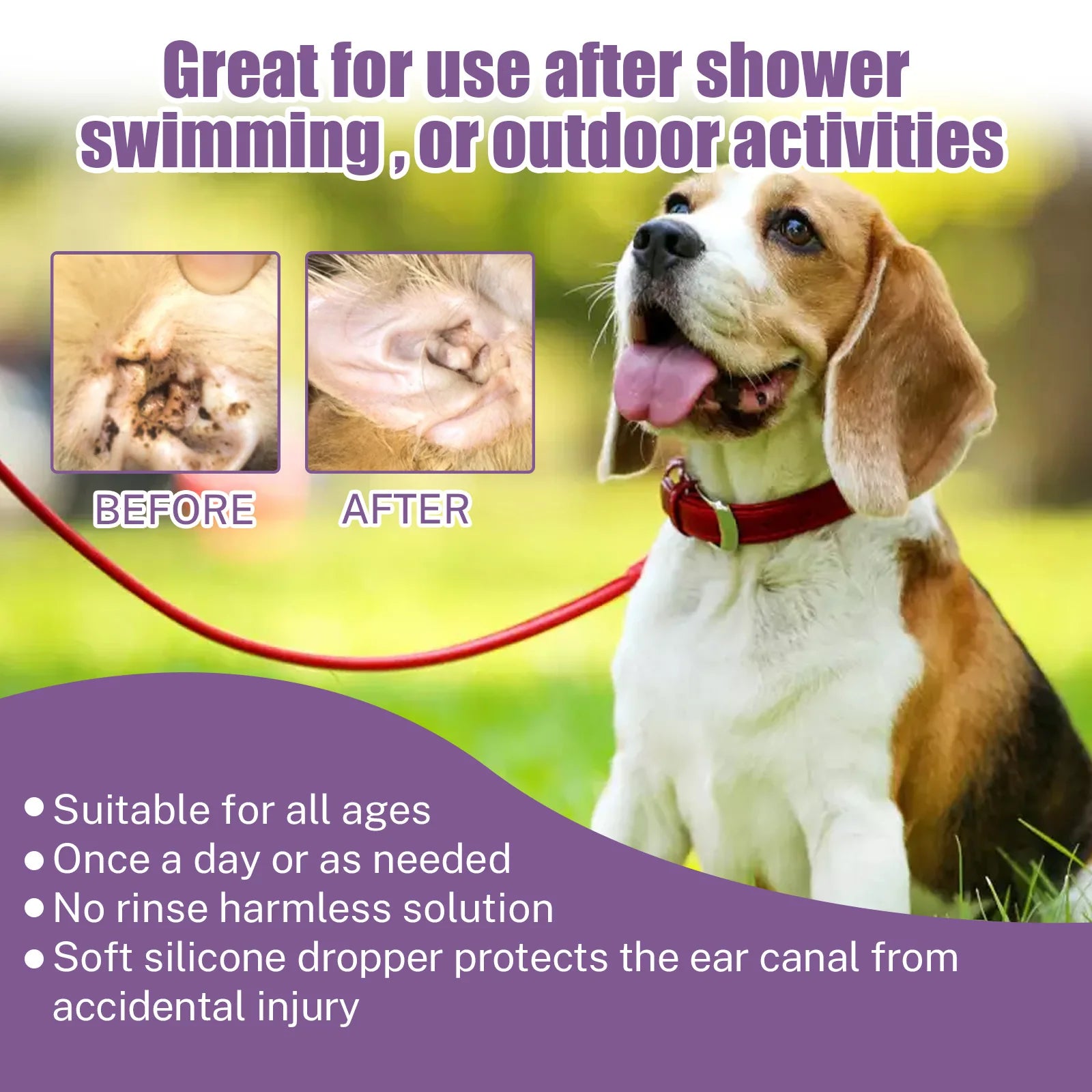 Yegbong Pet Ear Cleansing Drops – 118ml Liquid for Dogs & Cats, Itch Relief, Ear Mite Treatment, Odor Remover & Earwax Cleaner