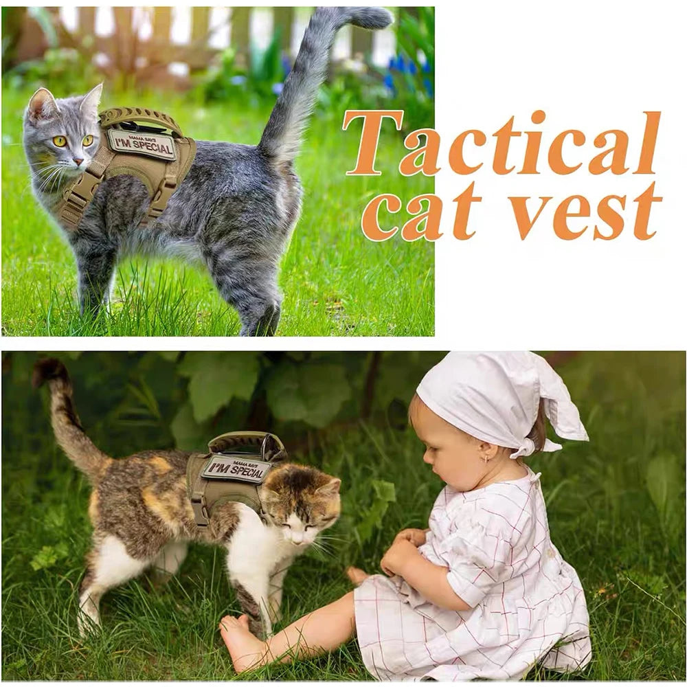 Tactical Cat & Puppy Harness with Leash – Adjustable, Durable, and Built for Adventure