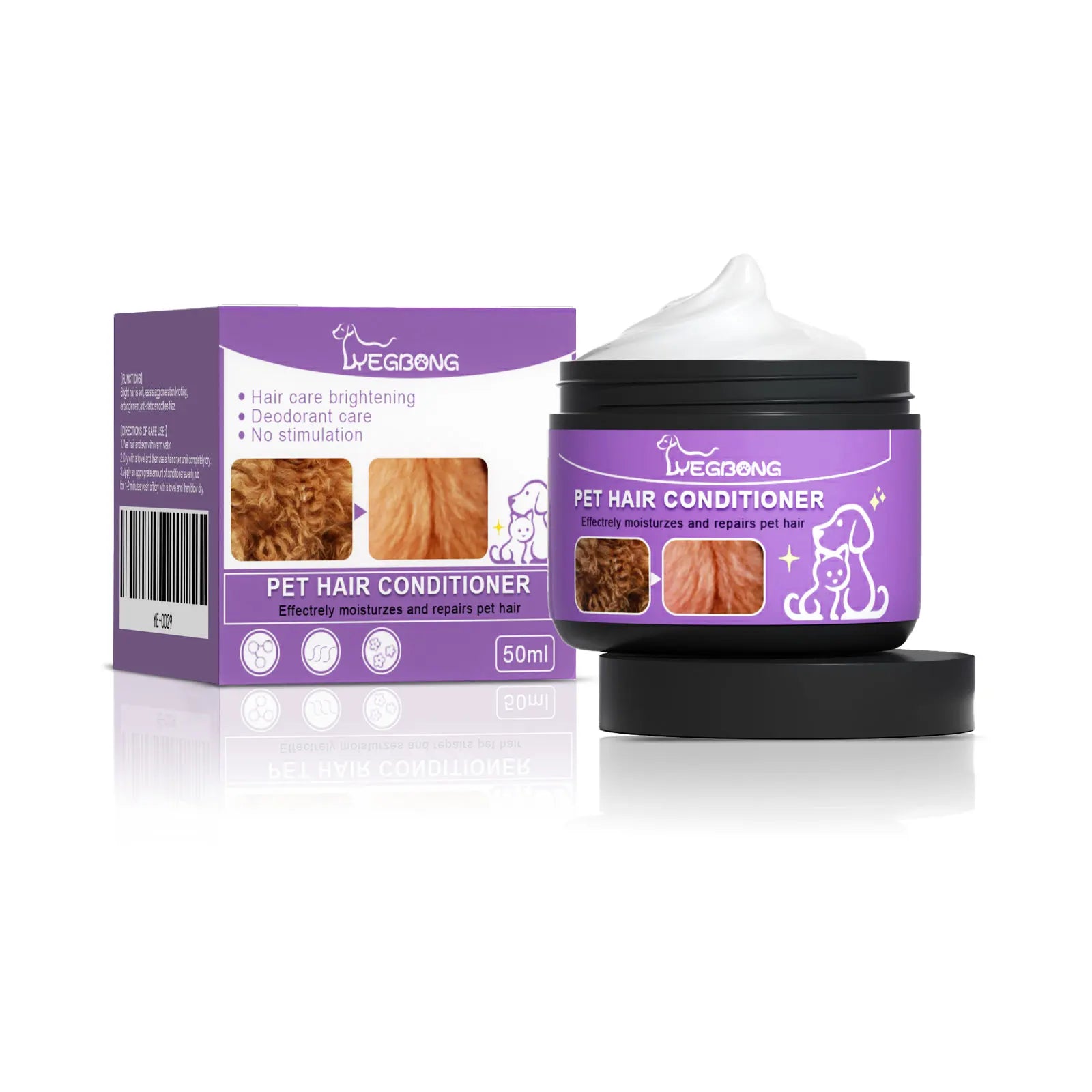 Yegbong 50ml Pet Fur Care Conditioner – Moisturizing & Itch Relief Formula for Dogs & Cats | Nourishes Skin, Softens Hair, Repairs Dry Coats