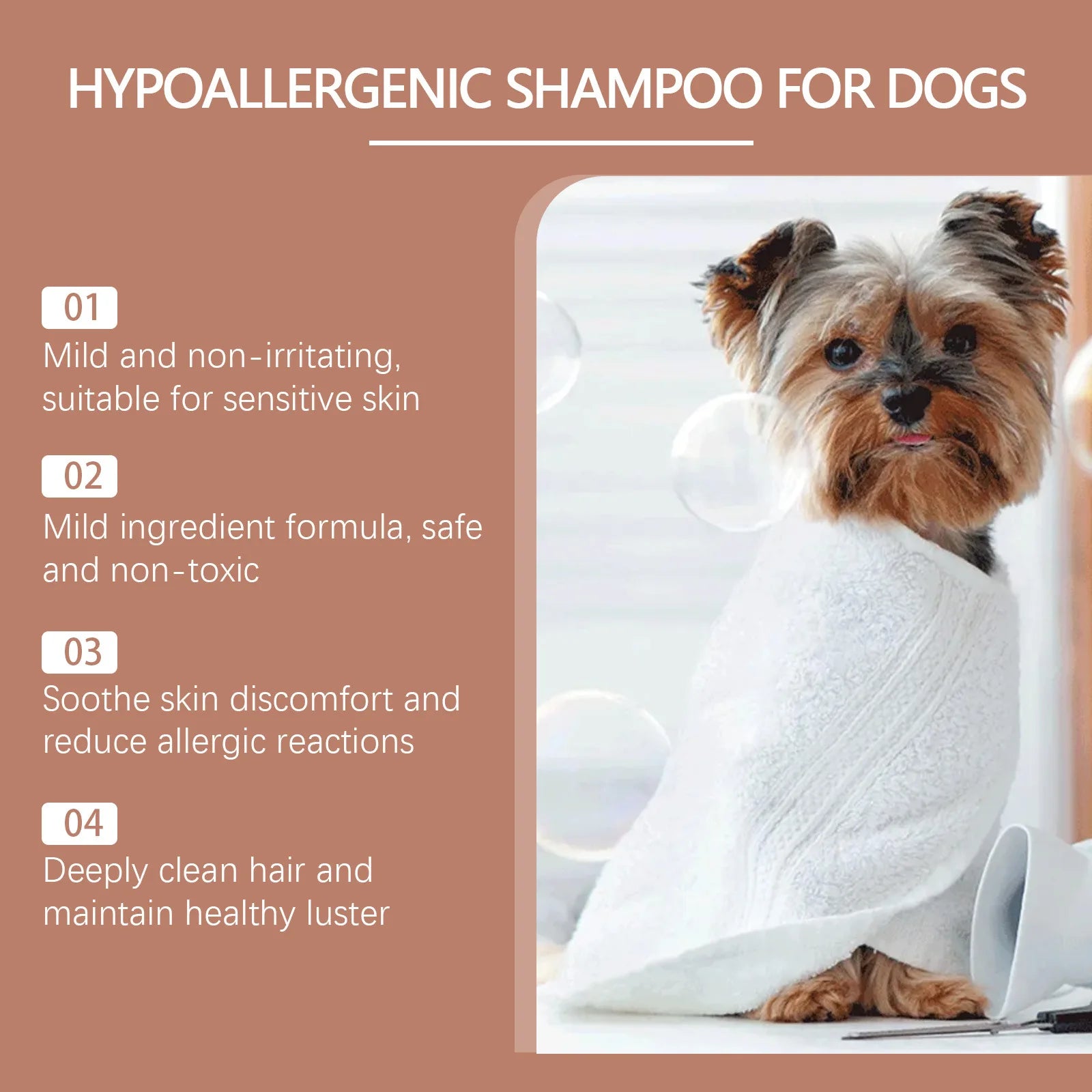 Yegbong 100ml Hypoallergenic Dog Shampoo – Gentle Bath Wash for Itchy Skin Relief, Hair Softening & Fur Nourishment