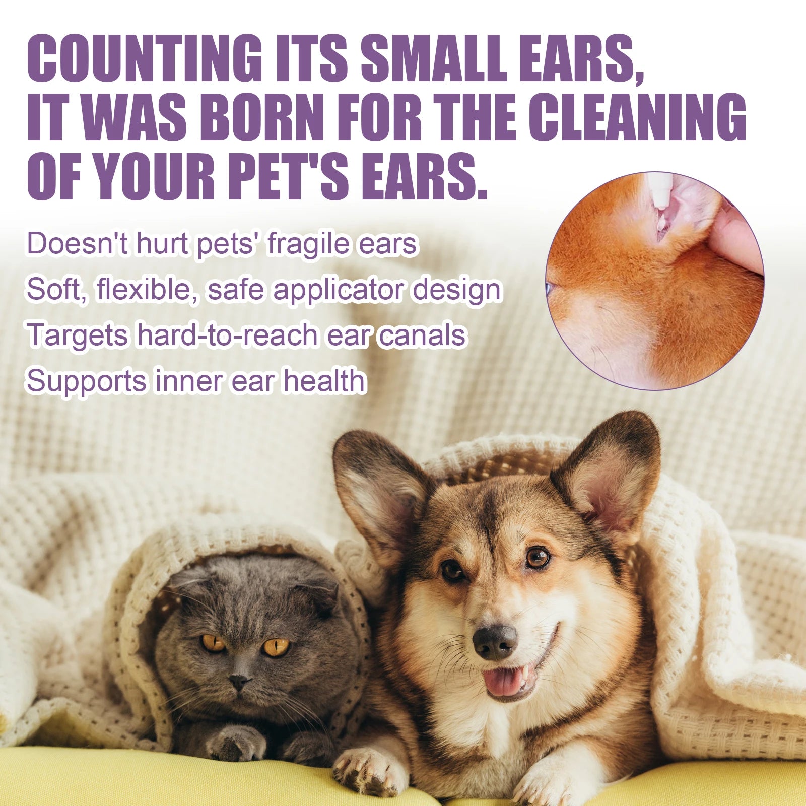 Yegbong Pet Ear Cleaner Drops – 118ml Ear Wash Solution for Dogs & Cats | Relieves Itching, Removes Earwax & Mites, Eliminates Odor