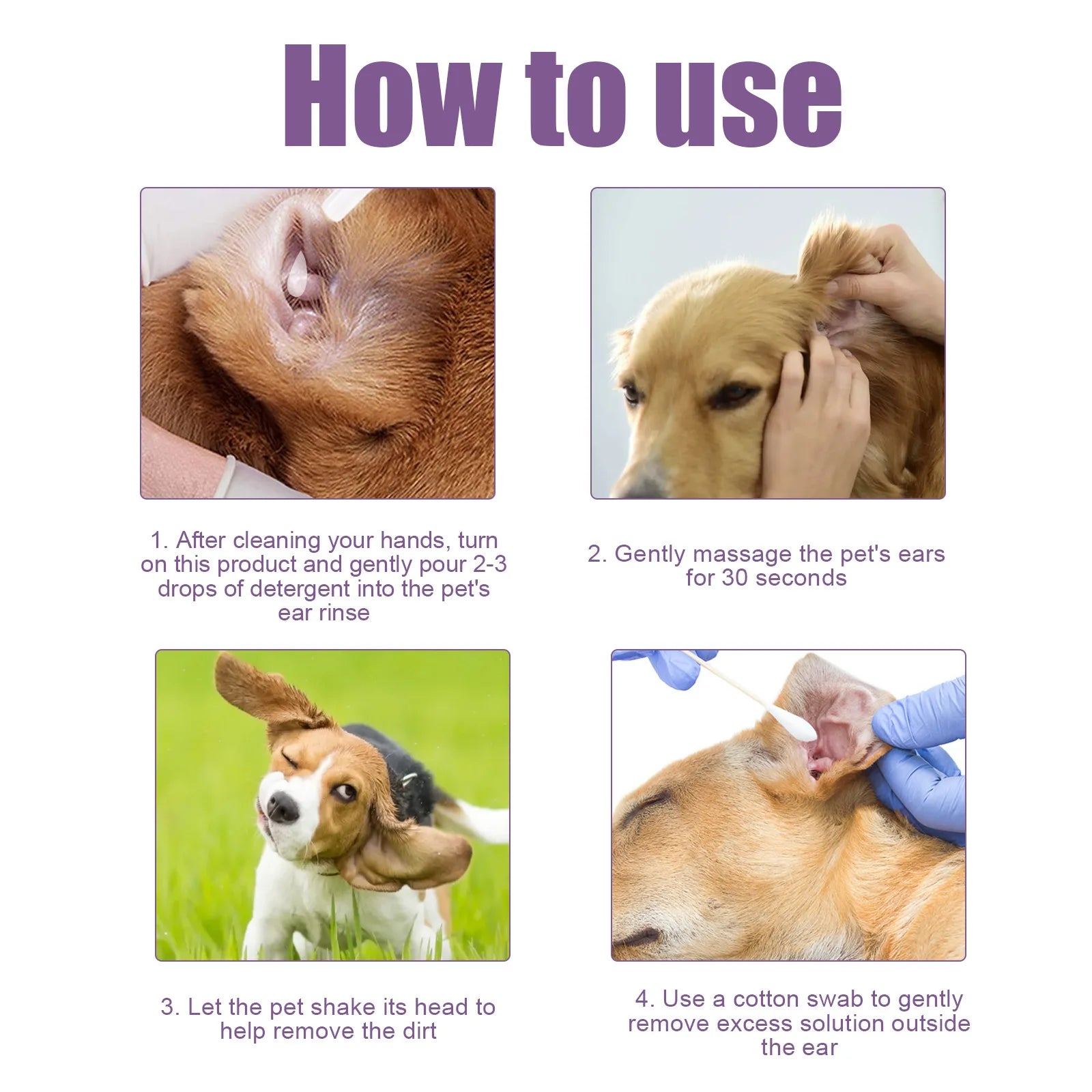 Yegbong Pet Ear Cleansing Drops – 118ml Liquid for Dogs & Cats, Itch Relief, Ear Mite Treatment, Odor Remover & Earwax Cleaner