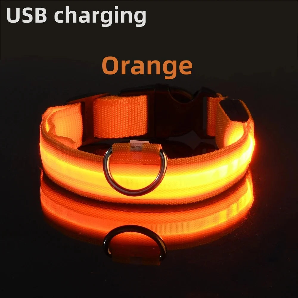 LED Luminous Dog Collar – Adjustable USB Rechargeable Glowing Pet Collar, Anti-Lost & Safety Flashing Light