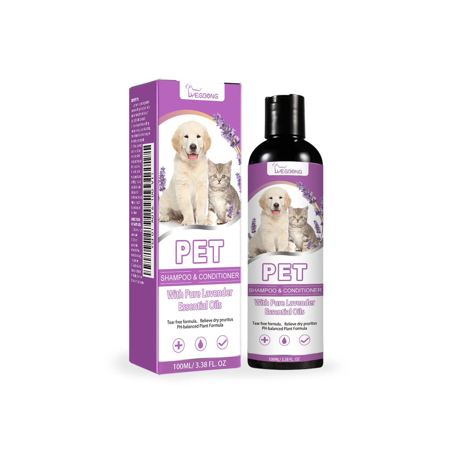 Yegbong Pet Shampoo – 100ml Dog & Cat Shampoo, Fur Softening, Itch Relief, Moisturizing Puppy Wash with Long-Lasting Fragrance