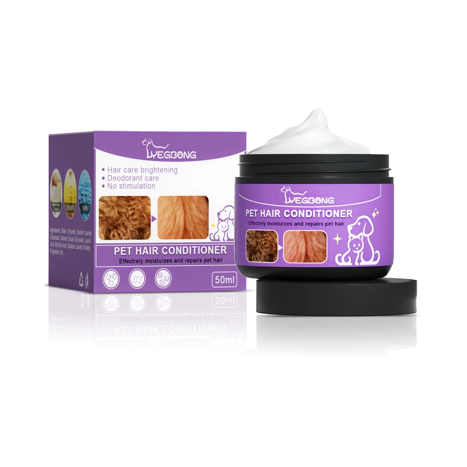 50ml Pet Hair Care Cream – Non-Knotted Conditioner for Dogs & Cats, Moisturizing Fur Cream for Dry Skin & Shiny Coat