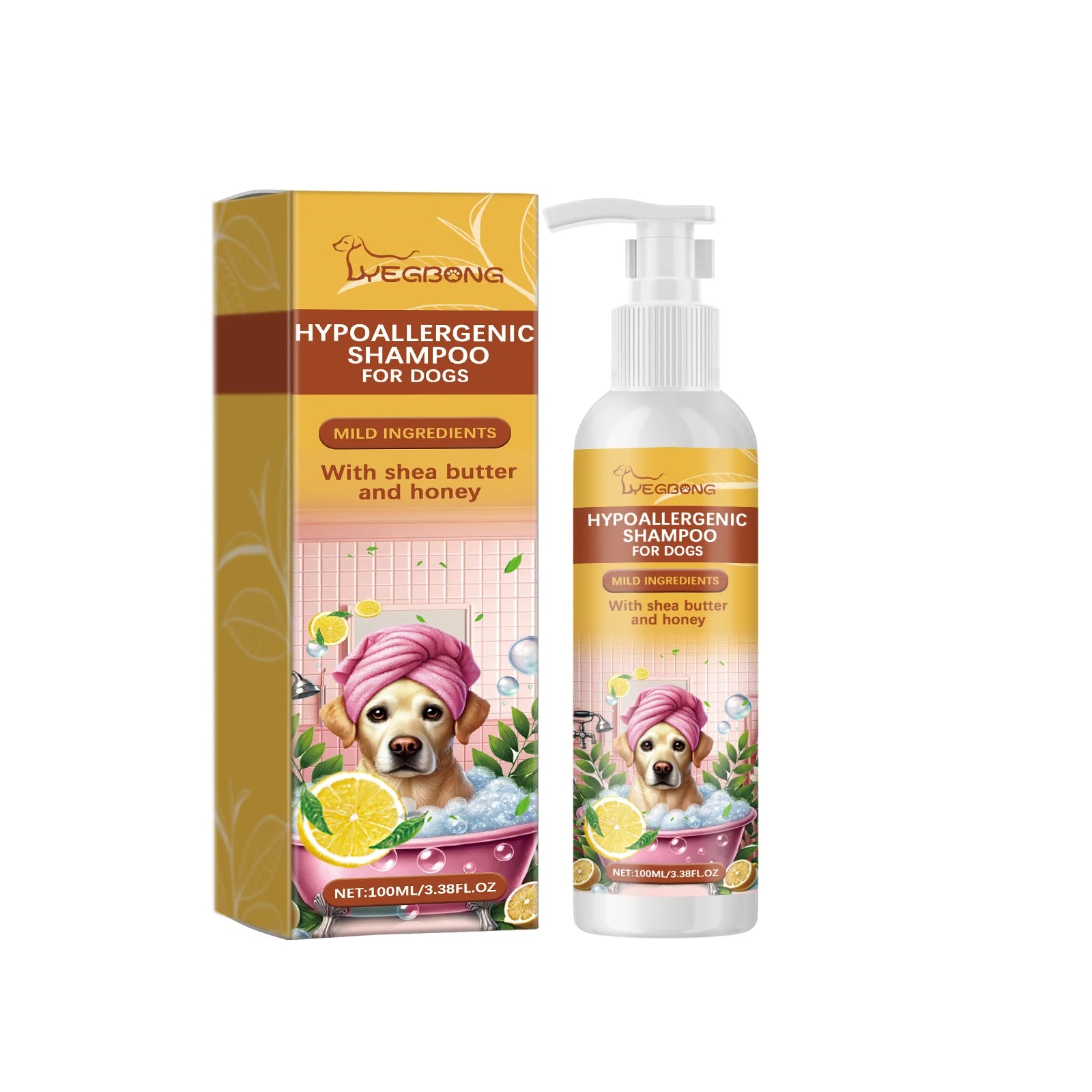 Yegbong 100ml Hypoallergenic Dog Shampoo – Gentle Bath Wash for Itchy Skin Relief, Hair Softening & Fur Nourishment