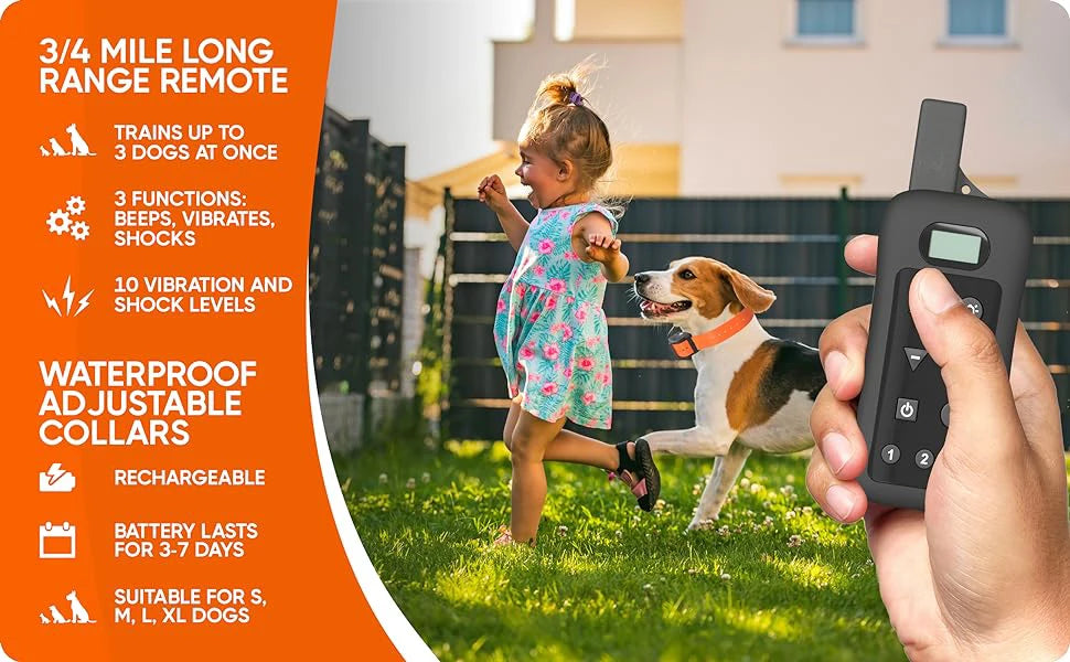 Wireless Dog Fence System with Remote ā Electric Shock Collar Training & Pet Containment System with 150M Wire