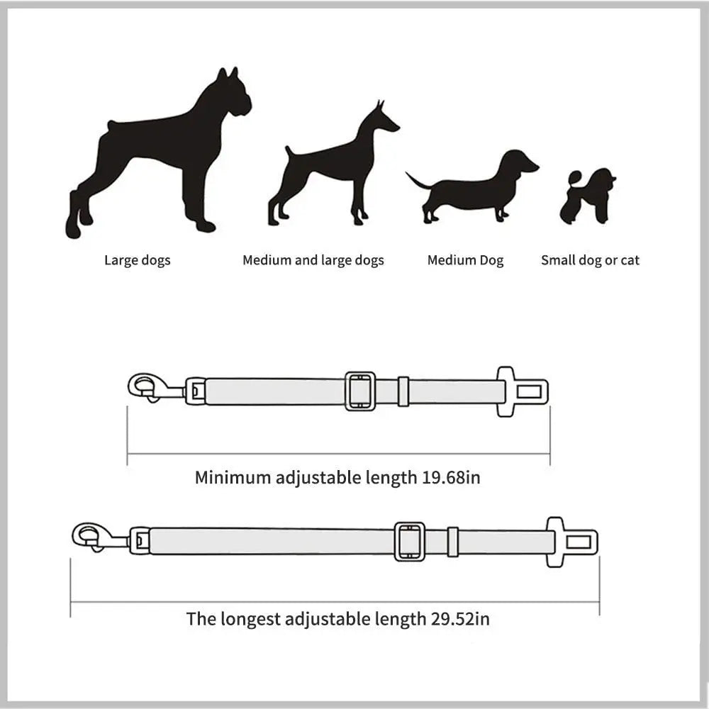 Adjustable Pet Car Seat Belt – Safety Harness Clip for Dogs & Cats in Vehicles