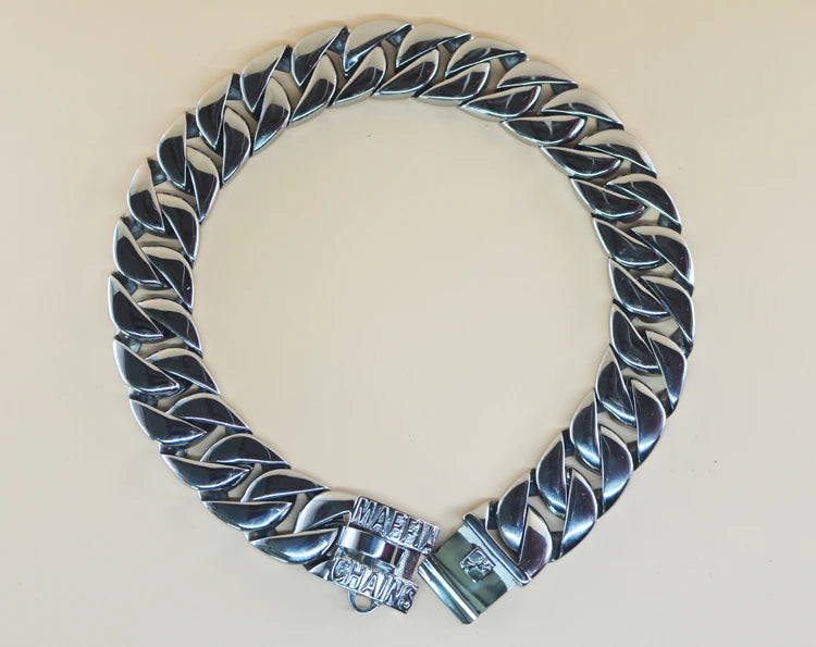 Heavy-Duty Stainless Steel Dog Collar – Adjustable Chain Collar for Large Breeds (Bully, Doberman, Pitbull, Bulldog)