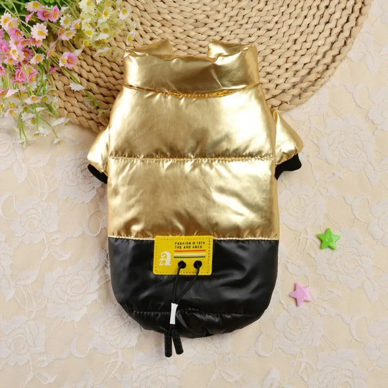 Winter Dog Jacket – Thick Cotton-Padded Coat with Stand-Up Collar for Small Dogs & Puppies