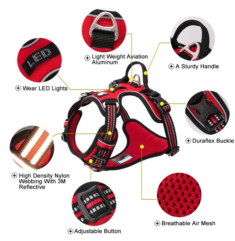 Truelove Reflective No-Pull Dog Harness – Adjustable Safety Vest for Medium & Large Dogs