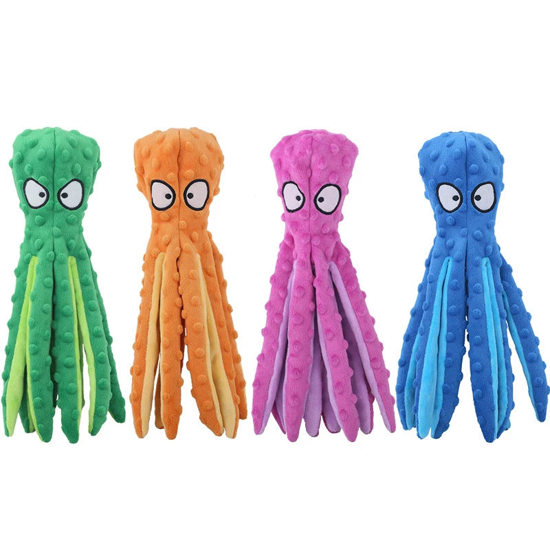 Octopus Plush Dog Toy – Bite-Resistant Squeaky Chew Toy for Puppies and Dogs, Soft & Durable Training Toy