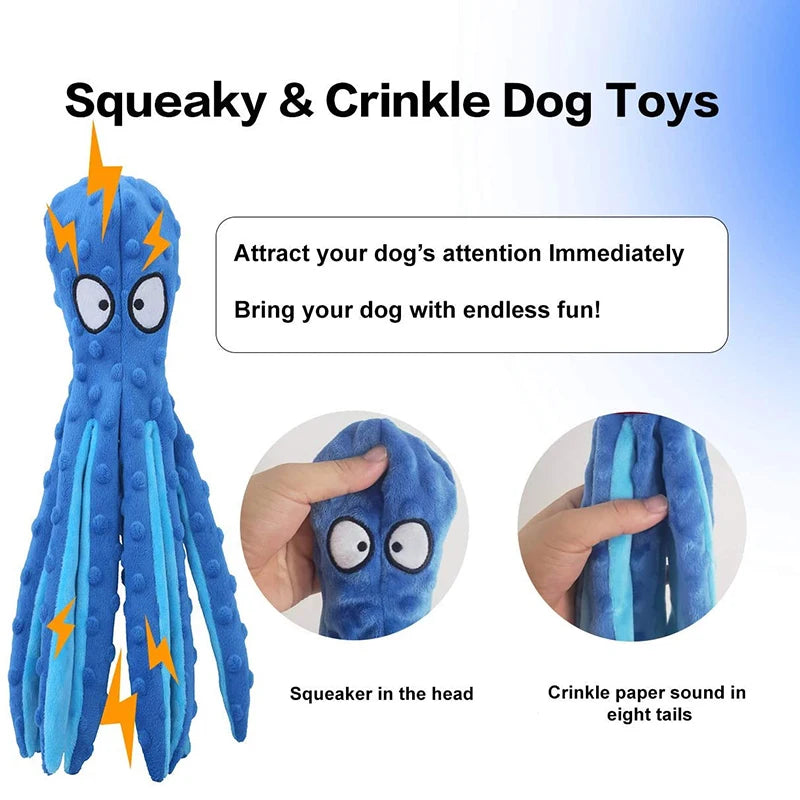 Octopus Plush Dog Toy – Bite-Resistant Squeaky Chew Toy for Puppies and Dogs, Soft & Durable Training Toy