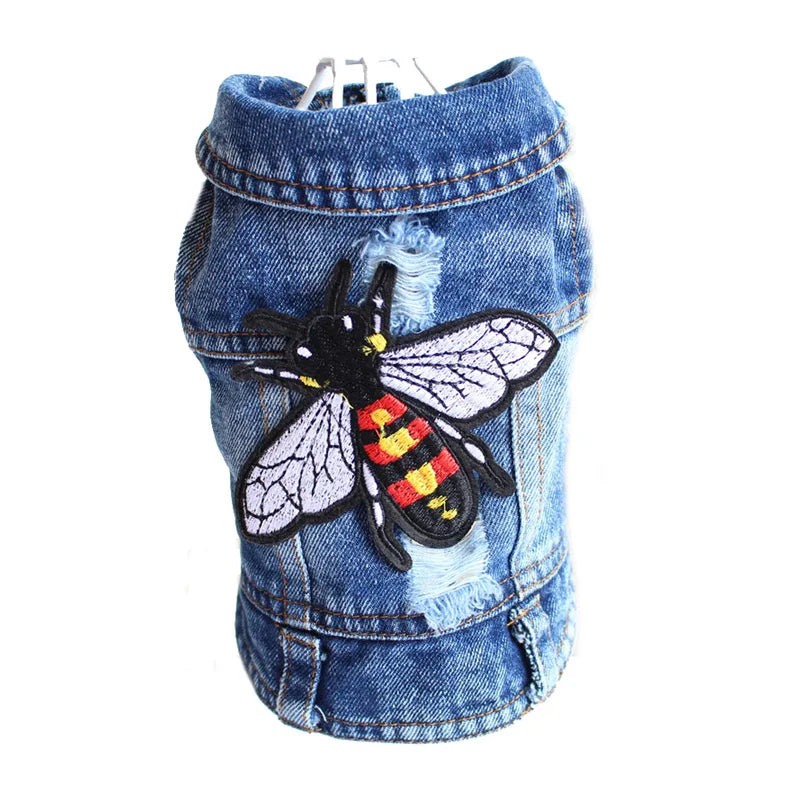 Denim Dog Jacket – AXS–2XL Cowboy Style Jean Vest Coat for Small Dogs & Cats