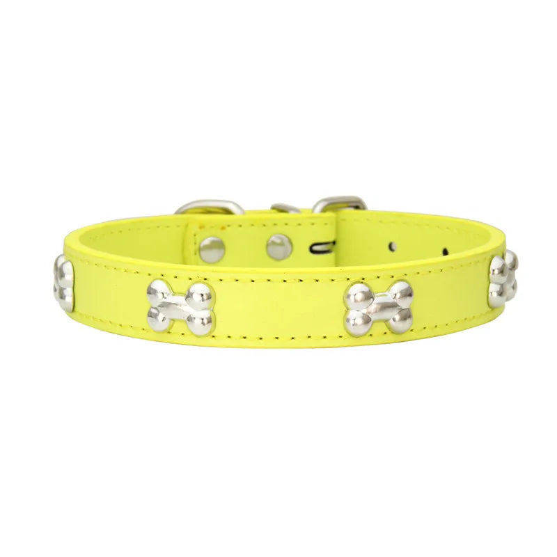 Bone Design Leather Pet Collar – Durable & Stylish Collar for Small and Large Dogs or Cats