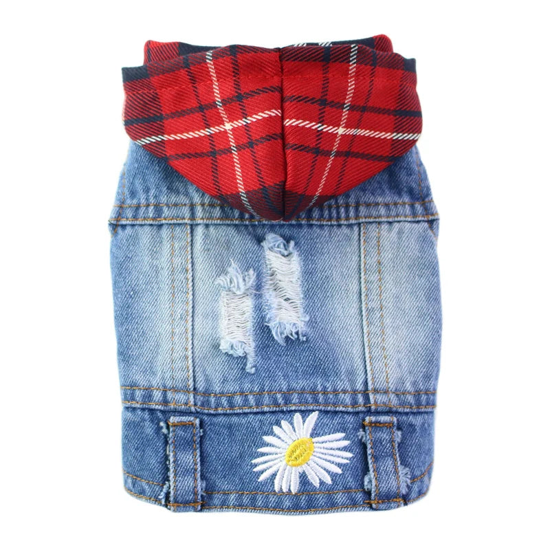 Denim Dog Jacket – AXS–2XL Cowboy Style Jean Vest Coat for Small Dogs & Cats