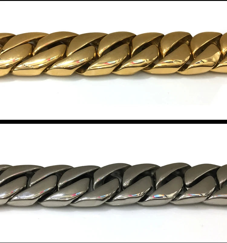Heavy-Duty Stainless Steel Dog Collar – Adjustable Chain Collar for Large Breeds (Bully, Doberman, Pitbull, Bulldog)