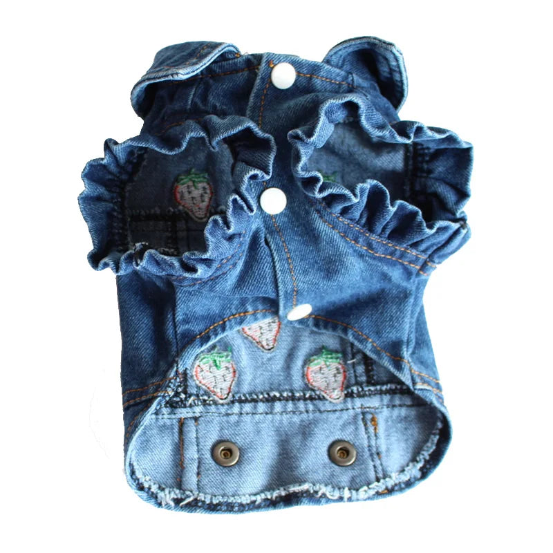 Denim Dog Jacket – AXS–2XL Cowboy Style Jean Vest Coat for Small Dogs & Cats