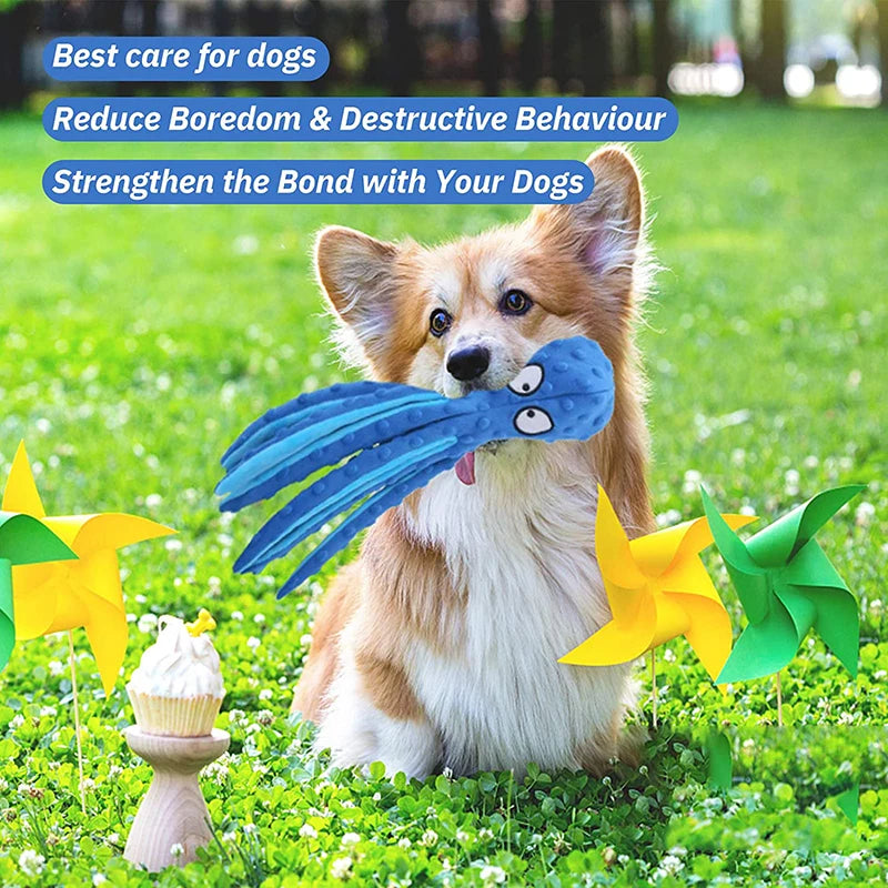 Octopus Plush Dog Toy – Bite-Resistant Squeaky Chew Toy for Puppies and Dogs, Soft & Durable Training Toy