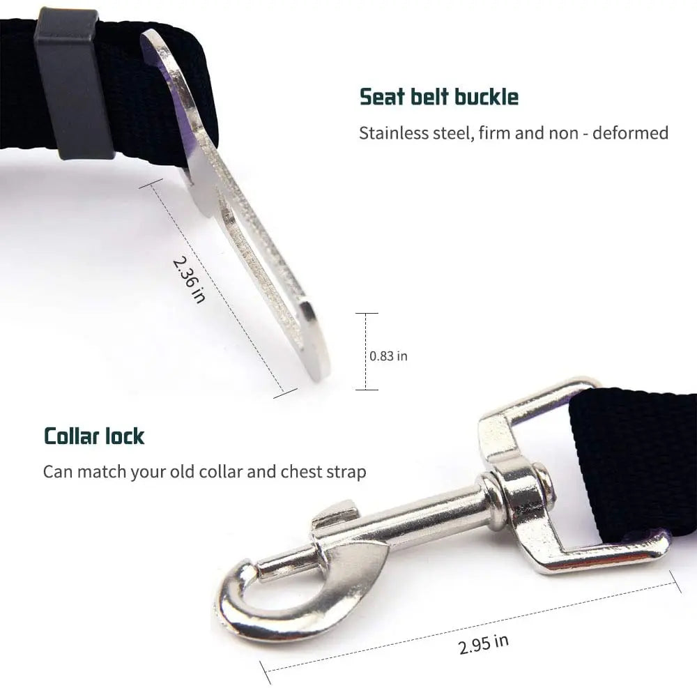 Adjustable Pet Car Seat Belt – Safety Harness Clip for Dogs & Cats in Vehicles