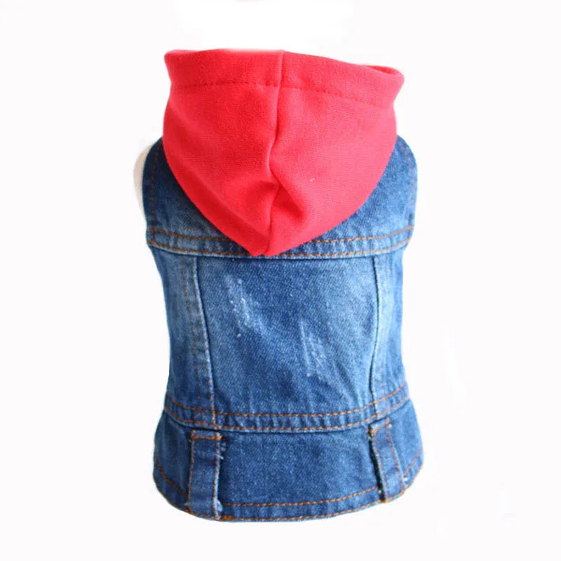 Denim Dog Jacket – AXS–2XL Cowboy Style Jean Vest Coat for Small Dogs & Cats