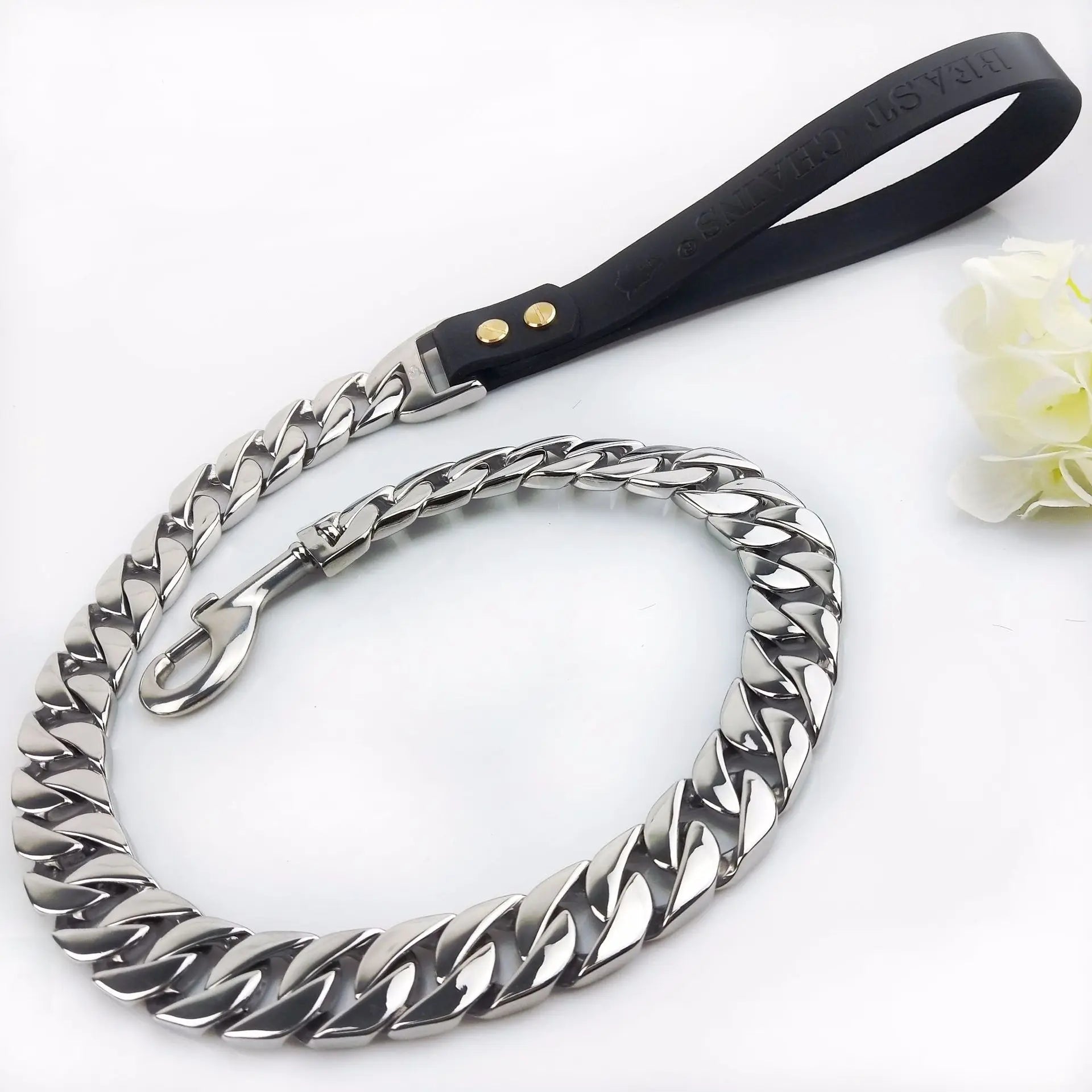 Heavy-Duty Stainless Steel Dog Collar – Adjustable Chain Collar for Large Breeds (Bully, Doberman, Pitbull, Bulldog)