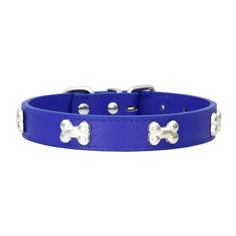 Bone Design Leather Pet Collar – Durable & Stylish Collar for Small and Large Dogs or Cats
