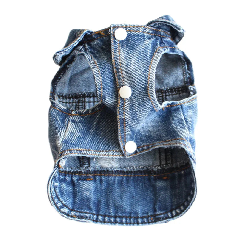 Denim Dog Jacket – AXS–2XL Cowboy Style Jean Vest Coat for Small Dogs & Cats
