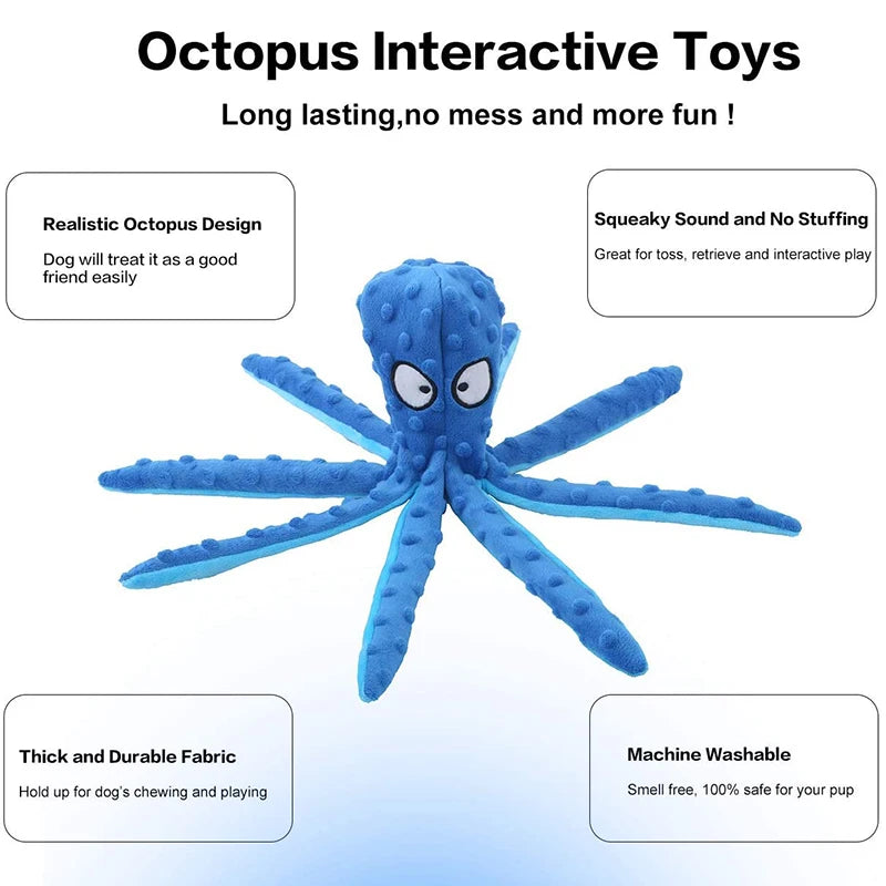 Octopus Plush Dog Toy – Bite-Resistant Squeaky Chew Toy for Puppies and Dogs, Soft & Durable Training Toy