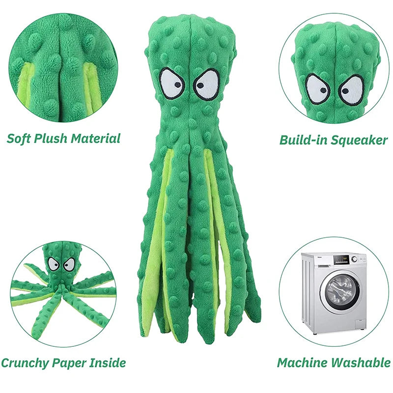 Octopus Plush Dog Toy – Bite-Resistant Squeaky Chew Toy for Puppies and Dogs, Soft & Durable Training Toy