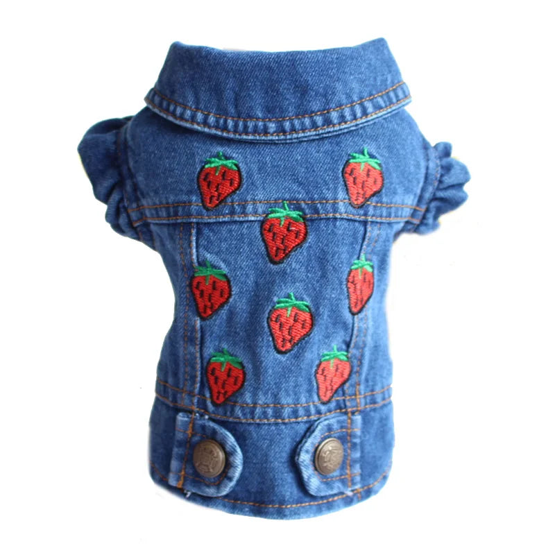 Denim Dog Jacket – AXS–2XL Cowboy Style Jean Vest Coat for Small Dogs & Cats