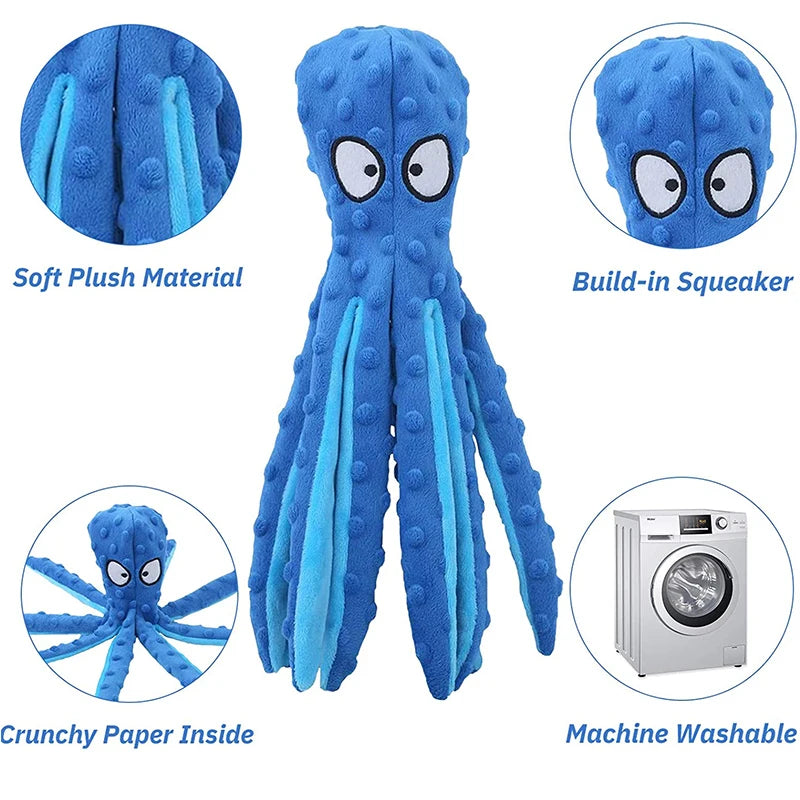 Octopus Plush Dog Toy – Bite-Resistant Squeaky Chew Toy for Puppies and Dogs, Soft & Durable Training Toy
