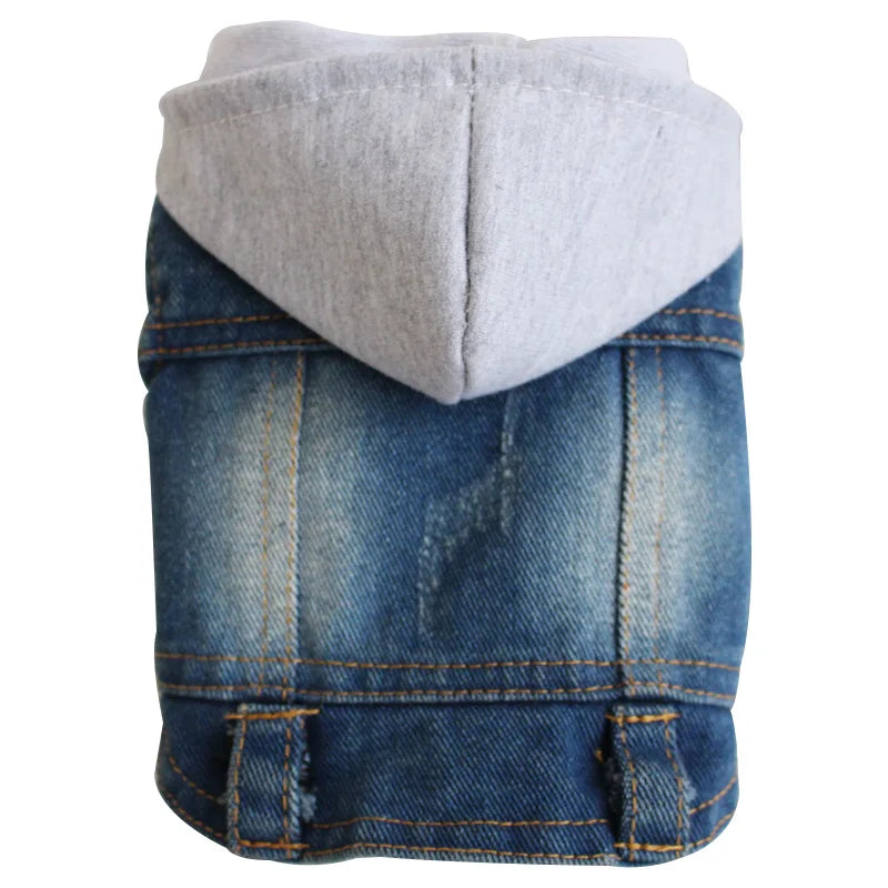 Denim Dog Jacket – AXS–2XL Cowboy Style Jean Vest Coat for Small Dogs & Cats