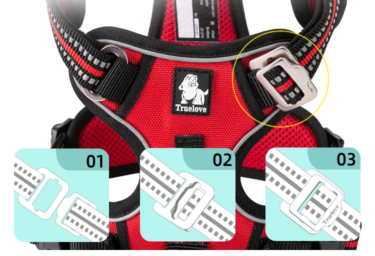 Truelove Reflective No-Pull Dog Harness – Adjustable Safety Vest for Medium & Large Dogs