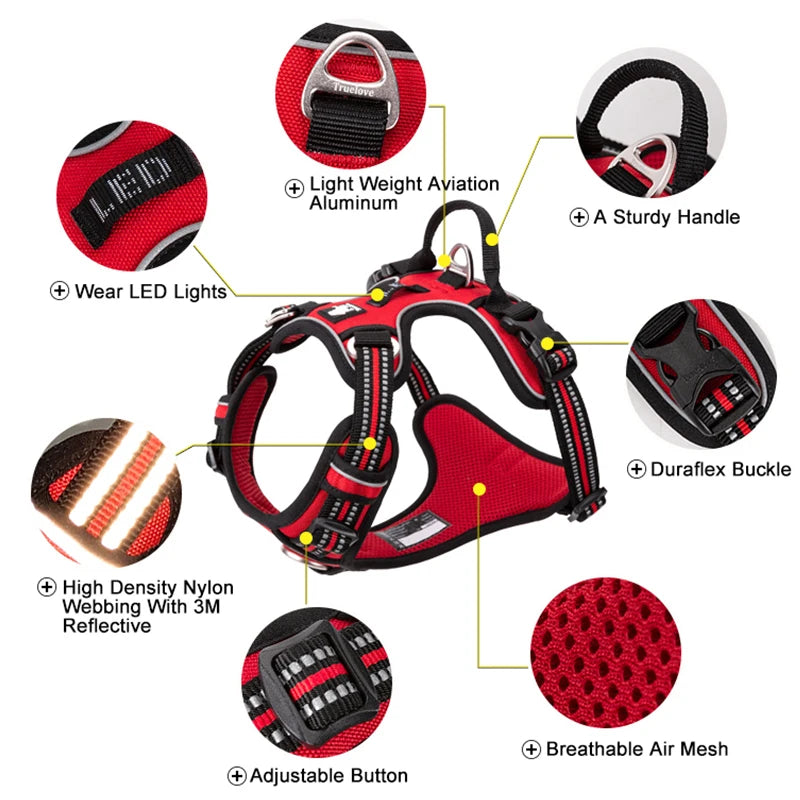 Truelove Reflective No-Pull Dog Harness – Adjustable Safety Vest for Medium & Large Dogs