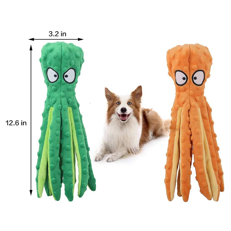 Octopus Plush Dog Toy – Bite-Resistant Squeaky Chew Toy for Puppies and Dogs, Soft & Durable Training Toy