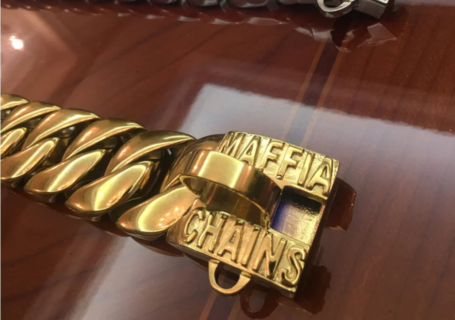 Heavy-Duty Stainless Steel Dog Collar – Adjustable Chain Collar for Large Breeds (Bully, Doberman, Pitbull, Bulldog)