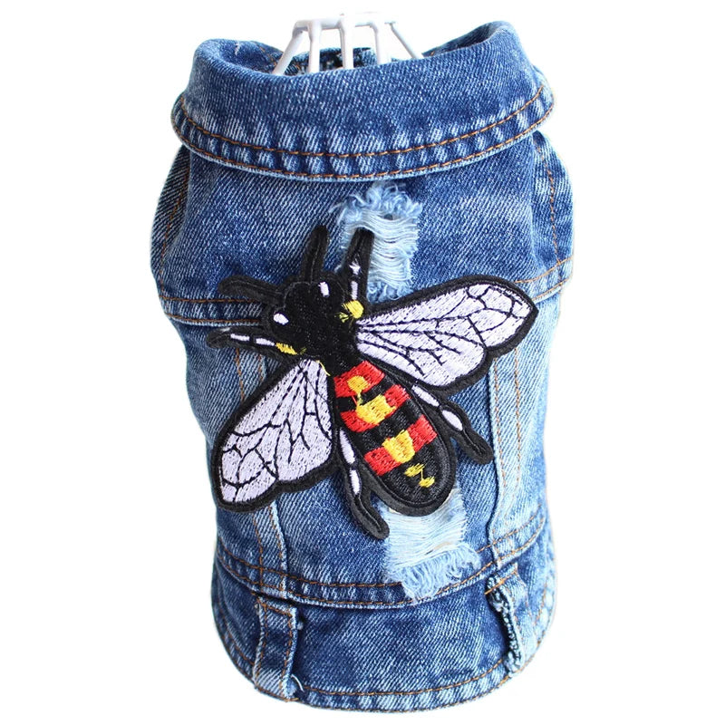 Denim Dog Jacket – AXS–2XL Cowboy Style Jean Vest Coat for Small Dogs & Cats