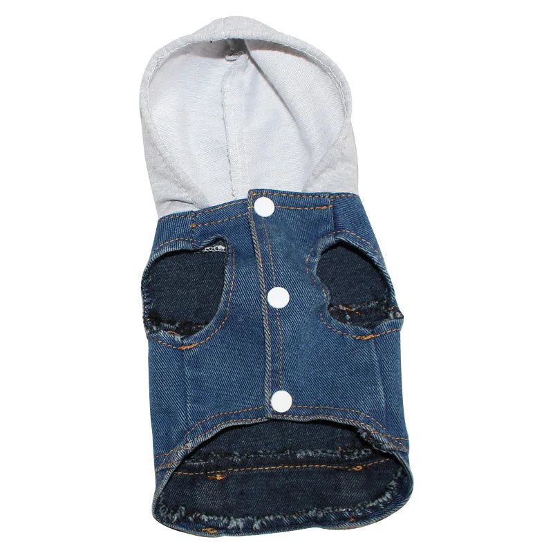 Denim Dog Jacket – AXS–2XL Cowboy Style Jean Vest Coat for Small Dogs & Cats