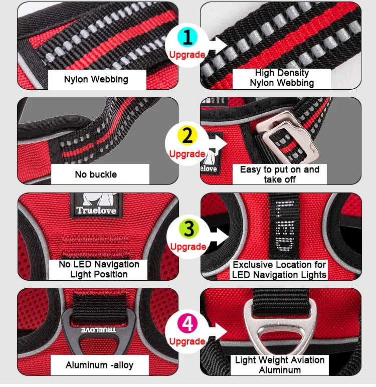 Truelove Reflective No-Pull Dog Harness – Adjustable Safety Vest for Medium & Large Dogs