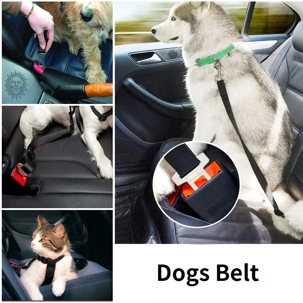 Adjustable Pet Car Seat Belt – Safety Harness Clip for Dogs & Cats in Vehicles