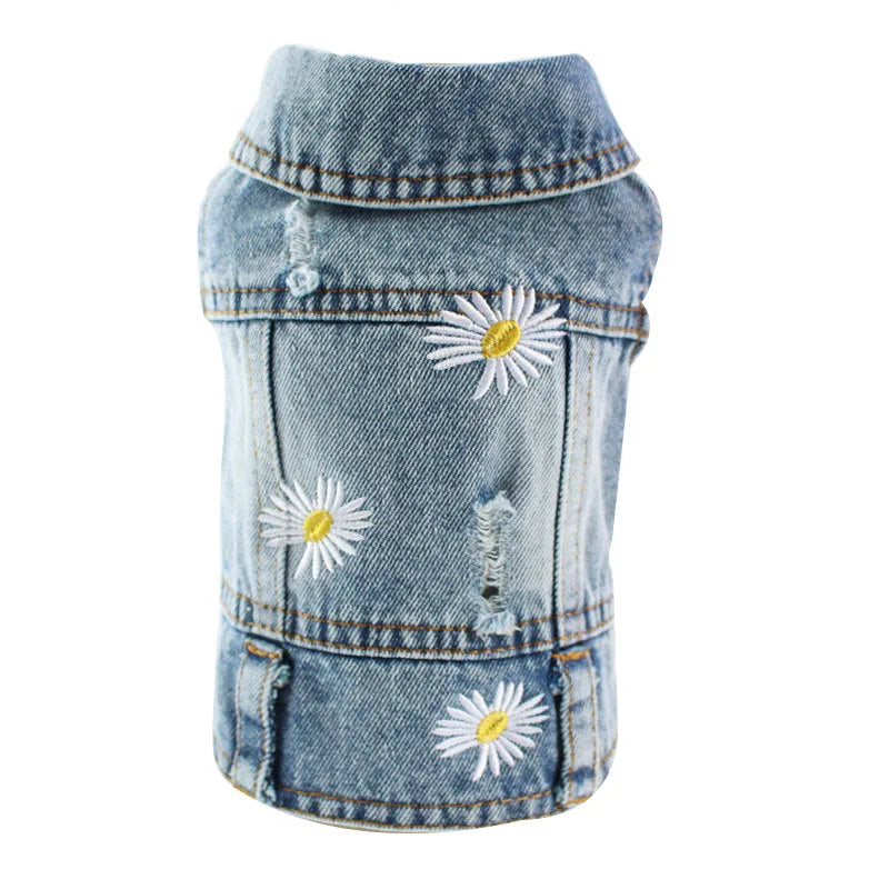 Denim Dog Jacket – AXS–2XL Cowboy Style Jean Vest Coat for Small Dogs & Cats