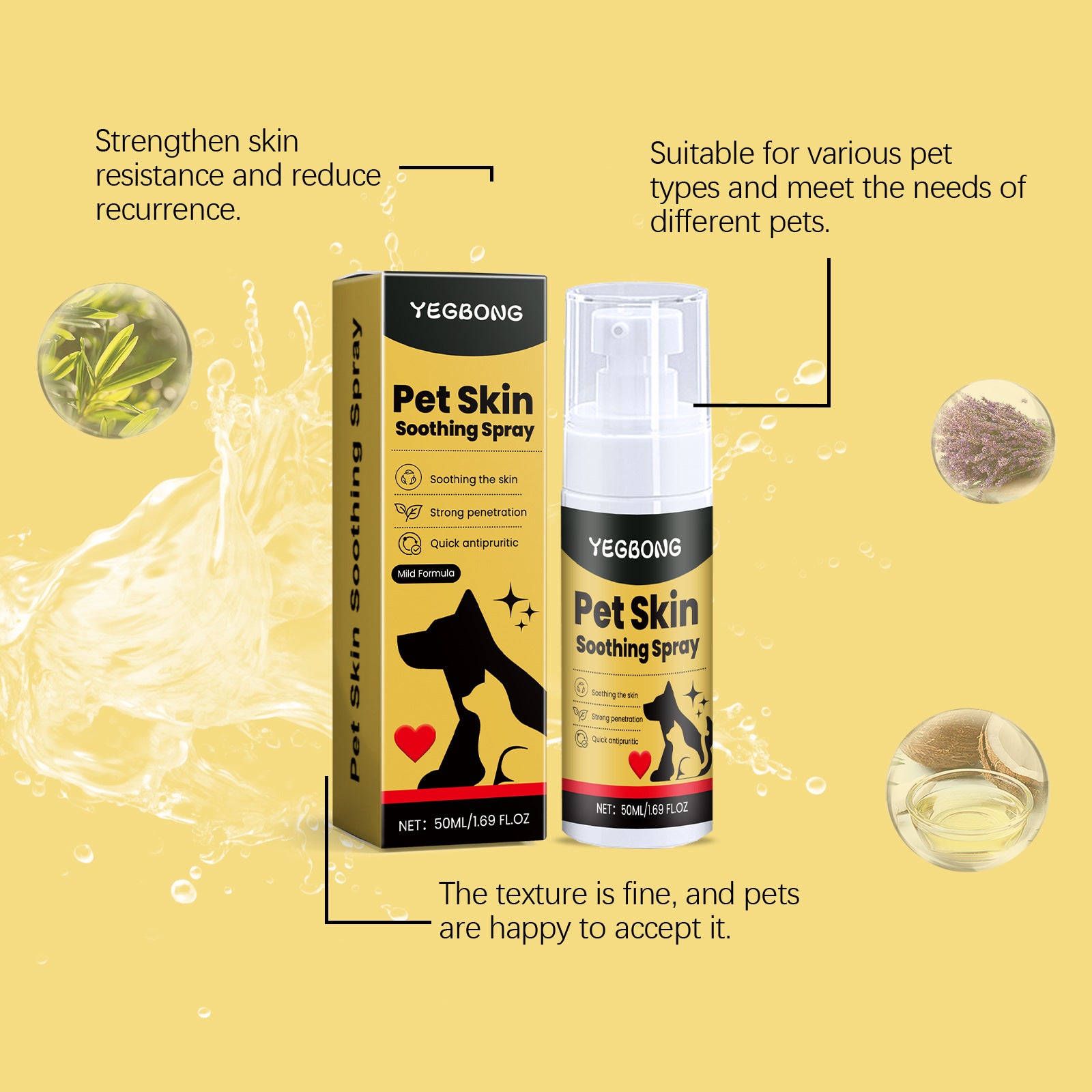 Pet Skin Care Spray – Relieves Itching & Discomfort, Flea & Lice Control, Wound Care for Dogs & Cats, Portable Grooming Spray