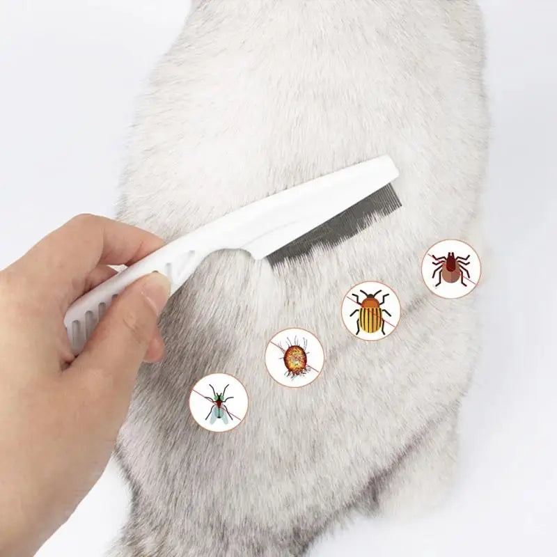 Pet Flea & Tick Remover Comb – Stainless Steel Grooming Brush for Dogs & Cats | Lice Repellent & Hair Cleaner Tool