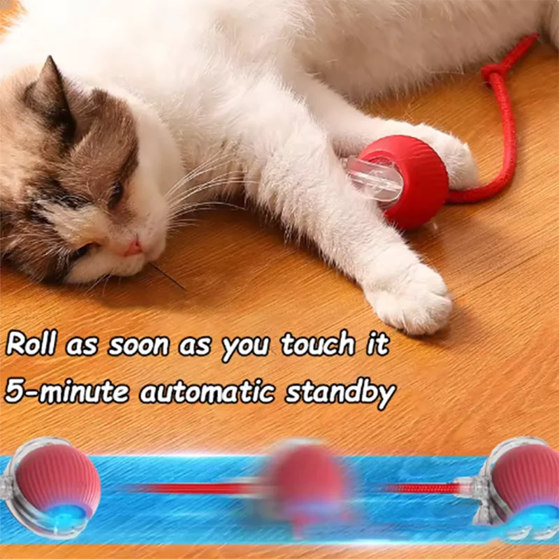 Rechargeable Cat Interactive Ball Toy – Automatic Rolling Ball with Tail for Smart Play