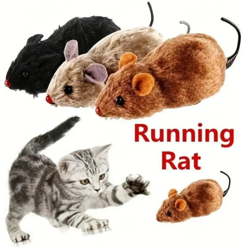 1Pc Lifelike Plush Running Mouse Toy – Interactive Moving Rat Toy for Cats, Dogs & Kids (Random Color)