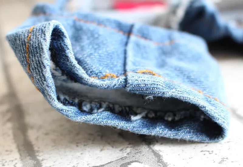 Pet Denim Jumpsuit – Dog Jeans Hoodie Jacket for Small & Medium Dogs, Vintage Blue Vest