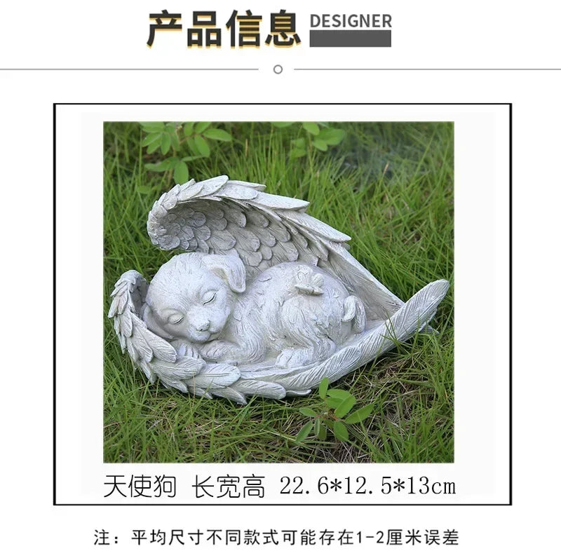 Personalized Pet Memorial Stone – Angel Dog or Cat Resin Tombstone Ornament