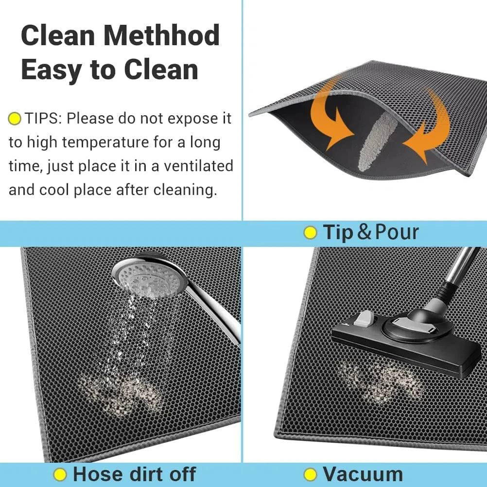 Double-Layer Waterproof Cat Litter Mat – Non-Slip, Washable Trap Pad with Bonus Gift